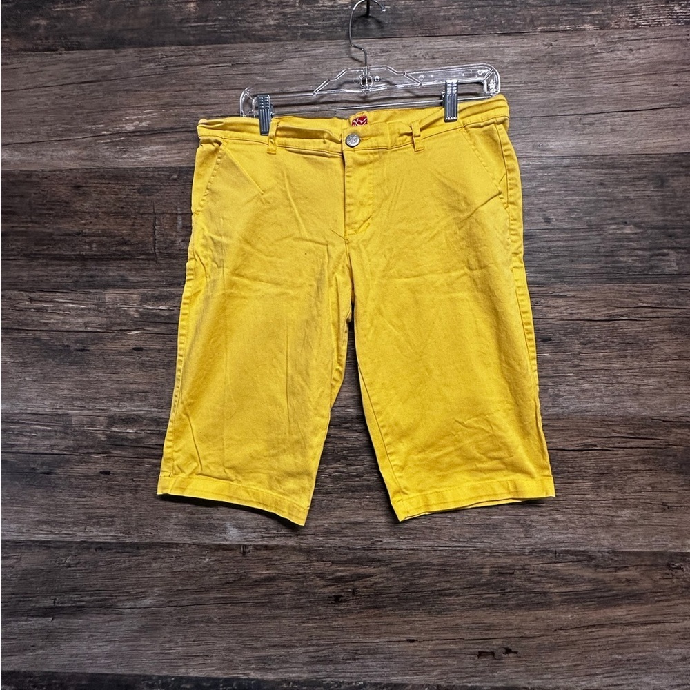Vibrant Yellow Bermuda Shorts with Textured‎ Fabric